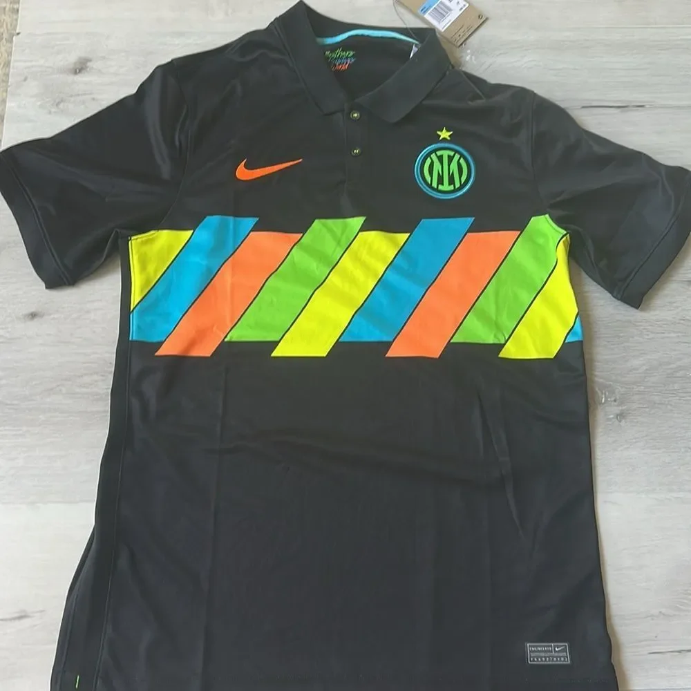 Nike Inter Milan‎ 21/22 Jersey Soccer Football Button Polo Kit Medium Black NWT